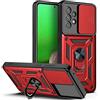 ESTH® Custodia per Samsung Galaxy A53 5G con Custodia per Fotocamera Scorrevole e Supporto ad Anello [Cover Paraurti Compatibile con Supporto Magnetico per Auto], Rosso