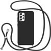 Jrkvniv Cover con Cordino per Samsung Galaxy A52 5G,Nero | Custodia con Laccio Collana Tracolla Collo Silicone Antiurto TPU Opaca Protettiva Case per Samsung A52（5G） 6.5