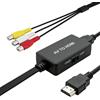 QWORK® Convertitore da RCA a HDMI, Adattatore AV a HDMI con Switch 720P/1080P - Trasmissione Segnale Composito Audio Video per PS2, Wii, Xbox, N64, VHS, VCR e Lettori DVD - Include Cavo HDMI e USB