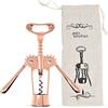 joeji's Kitchen Cavatappi vino dal design alato, cavatappi professionali Deluxe in lega di zinco color oro rosa con astuccio per apri bottiglia, apribottiglie vino multiuso per rimuovere il tappo di vino e birra