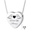 GBAFGLC Collana con ciondolo a forma di piccolo cuore per ceneri con ala di cremazione, in acciaio inossidabile, commemorativo porta ceneri per i propri cari