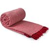 Emma Barclay Herringbone - Coperta in cotone riciclato con motivo a spina di pesce, per sedia, divano, letto, colore: rosso, 70 x 100 (178 x 254 cm)