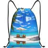 Kfjghhl Beach Palm Tree Coulisse Zaino Borsa Sport Sackpack Bulk Cinch Gym Bag Donne Uomini Bambini Sport All'aperto, Nero , S, Vacanze