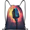 Kfjghhl Microfono Con Nota Musicale Coulisse Zaino Borsa Sport Sackpack Bulk Cinch Gym Bag Donne Uomini Bambini Sport All'aperto, Nero , M, Vacanze