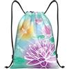 Kfjghhl Lotus e Dragonfly Zaino con coulisse Borsa Sport Sackpack Bulk Cinch Gym Bag Donne Uomini Bambini Sport All'aperto, Nero , S, Vacanze