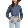 Wrangler Western Long Sleeve Denim Snap Shirt Camicia Donna (Pacco da 1)