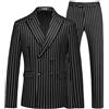 MOGU Abito gessato doppiopetto da uomo - abito vintage slim fit a 2 pezzi per testimoni di nozze, matrimoni e balli di fine anno, nero, S