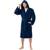 NY Threads Soffice Vestaglia Uomo Invernale Pile Morbido Accappatoio con Cappuccio (Blu navy, L)