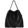 Wivmypog Borsa a mano da donna, a tracolla in ecopelle, a catena, moda, grande (nero)