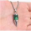 FREELANCE JW COLLANA PENDENTE A PROIETTILE IN ACCIAIO E PIETRE NATURALI MALACHITE - ARGENTO/ACCIAIO