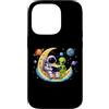 Astronaut Alien & the Outer Space Tees a Custodia per iPhone 14 Pro Astronaut Reading Book to Alien Moon Space Astronomy Galaxy