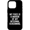 Relatable Sayings Humor Custodia per iPhone 16 Pro la mia faccia è uno specchio del mio interiore che urla Witty