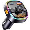 GizmoVine Trasmettitore FM per auto, Bluetooth, 2-PD, 36 W, multiprotocollo USB-A (WMA/MP3/WAV/APE/FLAC), illuminazione RGB a 7 colori con interruttore, protezione a 4 vie, 12V/24 V
