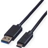 ROLINE Cavo USB 3.2 Gen 1 di ROLINE, connettori USB A-C, connettori schermati (ST/ST), colore nero, lunghezza 3 metri