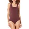 Amazon Essentials Costume da Bagno Intero con Copertura Integrale (Disponibile per Taglie Forti) Donna, Marrone Intenso, 4XL Plus