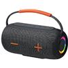 WESDAR Altoparlante portatile Bluetooth 5.4 K-606S, super bassi da 20 W, illuminazione a LED RGB, impermeabile IPX5, batteria da 6 ore, 22 x 10 x 10 cm (nero)