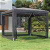 ZQQLVOO Gazebo per feste, 3 x 3 m, con 4 pareti laterali in rete, tetto impermeabile in HDPE e robusto telaio in ferro per protezione solare e ventilazione per eventi all'aperto