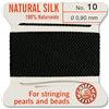 Creative-Beads - Filo per perline, filo di seta per perle da infilare, estremità del filo flessibile utilizzabile come ago, spessore 0,90 mm, lunghezza 2 m, colore nero