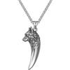 Fachoice Ciondolo a dente di lupo da uomo, collana vichinga con dente di lupo, amuleto punk, gioiello da uomo