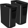 Youngever Confezione da 2 bidoni della spazzatura sottili da 10 l, riutilizzabili, in plastica, con manici, per casa, ufficio, soggiorno, studio, cucina, bagno (nero)