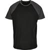 Build Your Brand Maglietta da Uomo Raglan Contrast Tee, Nero/Carbone, S