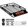 VEVOR Cestello Portabagagli da Tetto Auto SUV Camion in Acciaio Q195 Capacità Massima da 90,7 kg 117,5 x 91,5 x 11 cm per Campeggio Viaggio Escursione, Cestino Portapacchi da Tetto per Auto 11,9 kg