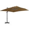 Coespram Ombrellone da giardino 400 x 300 cm, colore tortora, grande ombrellone da giardino con palo in alluminio, girevole a 360° e inclinabile con sistema a manovella, ombrellone stabile per