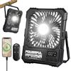 Vurlexat Campeggio Ventilatore Portatile 20000 mAh,Ventilatore Ricaricabile con Luce LED,18-82 ore di Funzionamento,USB Ventilatore da Tavolo con Smart Display, Picnic, Pesca, Escursioni,Nero