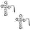 Niaspi Anelli per naso a forma di L da 20 g, per donne e ragazze, con zirconi cubici brillanti, piccoli e carini, a forma di croce, sottili, ipoallergenici, con cristallo lucido, alla moda, chic, per