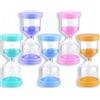 Frasheng 6 Pezzi Clessidra Set,Sabbia Timer,Timer dell'orologio,Clessidre Colorato Sabbia Orologio Timer da Cucina Time Management Include clessidre da 3 Minuto,5,10,15,e 30 Minuti