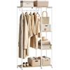 WOLTU Stand Appendiabiti con Ripiani Attaccapanni Guardaroba Scaffale Porta Abiti in Legno Acciaio