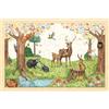 goki 57308 puzzle da inserire sulla radura in legno, puzzle in legno con animali della foresta, giocattolo educativo e puzzle per bambini, promuove la fantasia e le capacità motorie dei bambini, 30 cm