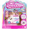 Barbie Mini BarbieLand - Clinica di Primo Soccorso e Veicolo, playset mini studio medico con mini bambola Barbie inclusa, effetto cambia colore, giocattolo per bambini, 4+ anni, JCR34