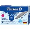 Pelikan Cartucce Sferografiche KM5 Blu Royal, Confezione 10 Unità, 2 Scatole da 5 Cartucce, per Serie Grand Prix, Twist e Griffix, Punta M Indeformabile, Made in Germany