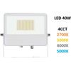 Beneito& Faure Lighting Sl Faro Proiettore per Esterno a led 40w Switch 4cct Bianco sky Beneito