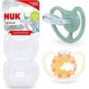 NUK Space ciuccio | 18-36 mesi | Ciucci con ventilazione supplementare per pelli sensibili | Silicone senza BPA | Zebra e sole | 2 pezzi