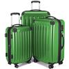 HAUPTSTADTKOFFER - Alex - Set di 3 valigie, TSA, Nero brillante, (S, M & L), 235 litri, Colore Verde