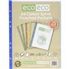 eco-eco Eco130, fogli di protezione in polietilene trasparente, formato A4, 100% riciclati, dorso colorato, 45 micron (confezione da 25), eco130, multicolore