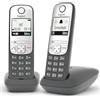 Gigaset AS485 Duo Telefono Cordless, Vivavoce, Grigio Antracite