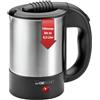 Clatronic WKR 3624, Bollitore da viaggio, Bollitore, Ideale per viaggiare e viaggiare, Incl. 2 tazze da 170 ml, trasporto/Borsa da viaggio e cucchiaino da caffè, acciaio inox/nero