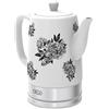 bella Bollitore Elettrico e Teiera in Ceramica con Base Girevole Rimovibile, Spegnimento Automatico e Protezione contro l'Ebollizione a Secco,1,5 L, Floreale nero
