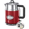 Russell Hobbs Bollitore Elettrico Retro, 1.7 L, 2400 W, Filtro Anticalcare Rimovibile e Lavabile, Zona Bollitura Rapida, Acciaio Inox, Rosso 21670-70