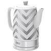 bella Bollitore Elettrico e Teiera in Ceramica con Base Girevole Rimovibile, Spegnimento Automatico e Protezione contro l'Ebollizione a Secco,1,5 L, Chevron Argento