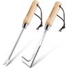 WORKPRO Estirpatore Erbacce Manuale 2 pezzi con manico in legno, sarchiatore per erbacce con bordo seghettato, estirpatore erbacce da giardino per rimuovere muschio ed erbacce