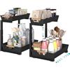 SONGMICS Organizzatore Sottolavello a L, Scaffale Salvaspazio con Cassetti Scorrevoli, Altezza Regolabile, 40 x 29,5 x 41,5 cm, per Cucina e Bagno, Nero Inchiostro, Collezione GLORA KCS218B101