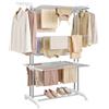 SONGMICS Stendibiancheria, Stendino Pieghevole a 4 Livelli, con Ruote e Ali Richiudibili, 126,6 x 64,2 x 169,2 cm, Capiente, Uso Interno ed Esterno, Grigio Argento LLR701EW01