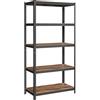 SONGMICS Scaffalatura, Ripiani Regolabili, 100 x 50 x 200 cm, 600 kg | Scaffale Industriale, 120 kg per Ogni Ripiano, per Soggiorno, Cucina, Nero e Marrone, Collezione COZORY GLR050B11