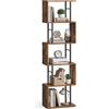 VASAGLE Libreria a Forma di S a 6 Ripiani, in Legno e Metallo, Scaffalatura Portaoggetti, 38 x 24 x 157,2 cm, per Soggiorno e Ufficio, Marrone Vintage e Nero Opaco, Collezione Barnet LLS172KD01