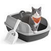 Feandrea Vassoio Lettiera per Gatti con Bordi Alti, XL, Aperto con Paletta, per Gattini e Gatti Grandi, Grigio Ardesia PPT009GN01