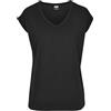 Urban Classics Ladies Round V-Neck Extended Shoulder Tee Donna T-Shirt Nero M